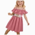 thumbnail image 1 of HCNTES Toddler Girls Baby Summer Dress Ruffle Sleeve Casual Party Dress for Little Children Big Kids 1-6T 7-12T(4-5 Years,H03-Pink), 1 of 9