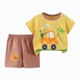 thumbnail image 1 of HCNTES Toddler Girls Boy Clothes Baby Boys Summer Outfits Patchwork Short Sleeve T-Shirt Shorts Set Summer Clothes Set(5-6 Years,a251-Brown), 1 of 4