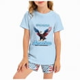 thumbnail image 1 of HCNTES Toddler Girls Boys Independence Day Clothing Printed Star Short Sleeve and Short Set Baby Boys Girls Party Outfit Kids 2t 3t 4t 5t 6t Summer Pjs Set(D01-Sky Blue,7-8 Years), 1 of 7