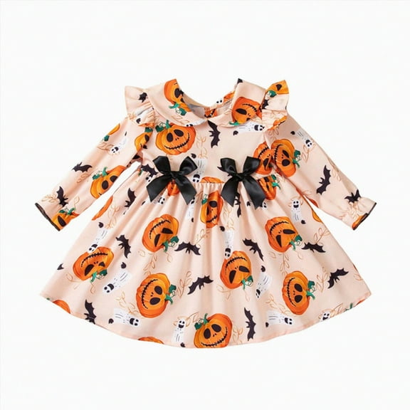 HCNTES Toddler Girls Glow-in-the-Dark Halloween Dress Infant Galaxy Print Tulle Princess Gown​(Orange,1-2 Years)