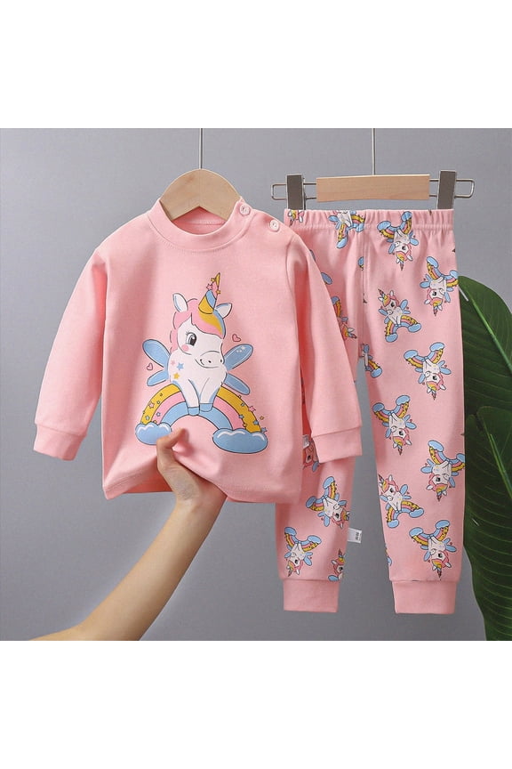 Toddler Girls Pajamas Set Long Sleeve Pjs Baby Kids Sleepwear Cotton Warm Winter Jammies 1-7 Years Pajamas & Dailywear Set Long sleeve Pjs,Sizes 2-3 Years