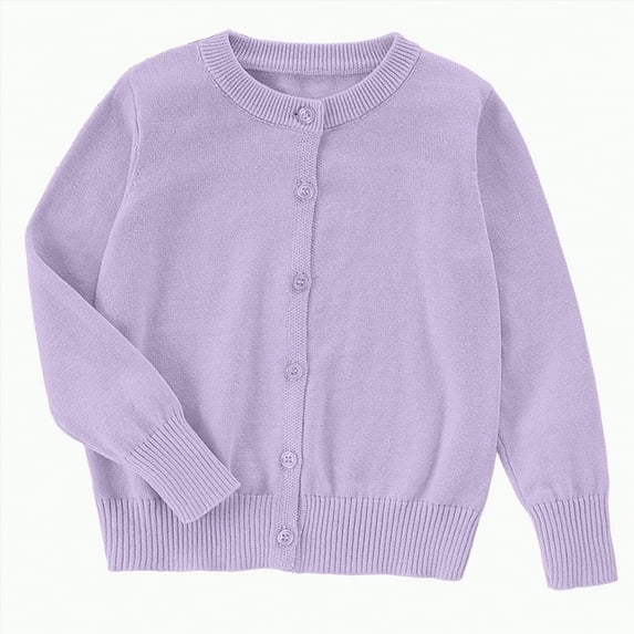 HCNTES Toddler Girls Sweaters, Solid Color Button Down Cotton Fall Winter Long Sleeve Cardigan for Child Girls(3-4 Years,Z9-Purple)