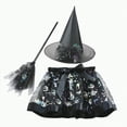 thumbnail image 1 of HCNTES Toddler Girls Witch Tutu Skirt Set with Hat & Broomstick 3 Pcs Dress Up Halloween Outfits 3 8Y(Black&1,3-4 Years), 1 of 3