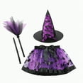 thumbnail image 1 of HCNTES Toddler Girls Witch Tutu Skirt Set with Hat & Broomstick 3 Pcs Dress Up Halloween Outfits 3 8Y(Dark Purple&2,3-4 Years), 1 of 3