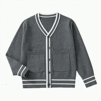 HCNTES Toddler Kids Baby Girls Cotton Cardigans Solid Color Long Sleeve Ruffle Sweater Button Coat Casual Soft Jacket(2-4 Years,Dark Gray#&1)