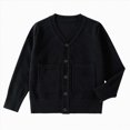 thumbnail image 1 of HCNTES Toddler Kids Baby Girls Cotton Cardigans Solid Color Long Sleeve Ruffle Sweater Button Coat Casual Soft Jacket(2-4 Years,Z1-Black), 1 of 4