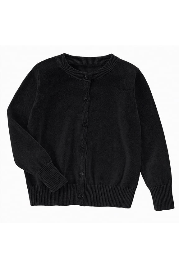 Toddler Kids Baby Girls Cotton Cardigans Solid Color Long Sleeve Ruffle Sweater Button Coat Casual Soft Jacket(3-4 Years,Black&2)