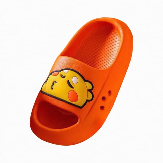 HCNTES Toddler Kids Fashionable Slides Soft Sole Non-Slip Slippers for Spring Summer Beach Pool Water Play Loungewear(Z01-Orange,2)