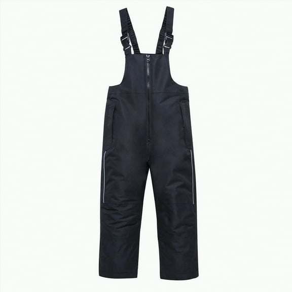 HCNTES Toddler Kids Snow Bib Overalls Waterproof Adjustable Straps Warm Winter Ski Pants for Outdoor Play(A01-Black,3T)