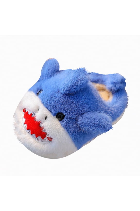 Toddler Litte/Big Kids Winter Warm Slippers Soft Plush Indoor Slippers for Baby Girls & Baby Boys with Cute Design(A01-Blue,9)