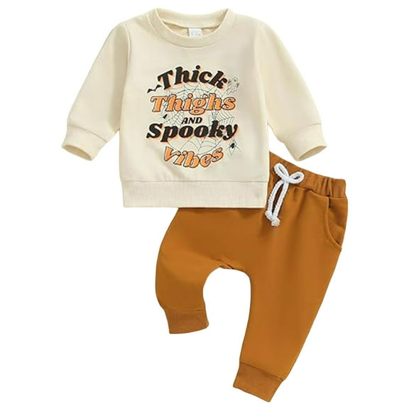 HCNTES Toddler Newborn Baby Boy Outfit Long Sleeve Sweatshirts Pants Clothes Set Infant Boys Fall Winter 2PCS boys clothes summer(Beige,6-12 Months)