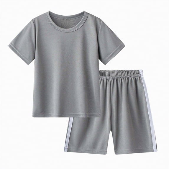 HCNTES Toddler Newborn Infant Baby Boy Outfit Sets Kid Summer Clothes Short Sleeve T-shirt Elastic Waist Shorts 2 Piece Short Set For 2t 3t 4t 5t 6t 7t Children(L2-Grey,2-3 Years)
