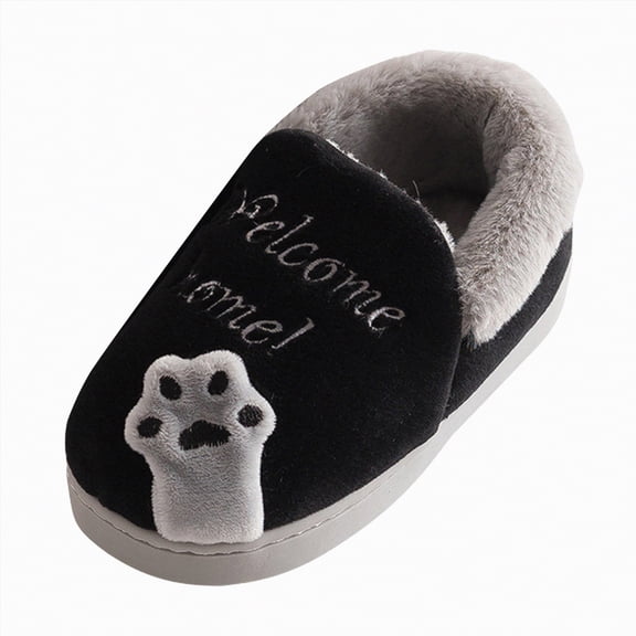 HCNTES Toddler Slippers Boy and Girl Home Slippers Plush Cute Non-Slip Warm Winter Shoes, Suitable for Indoor and Outdoor Little/Big Kids Slippers(Black,1)