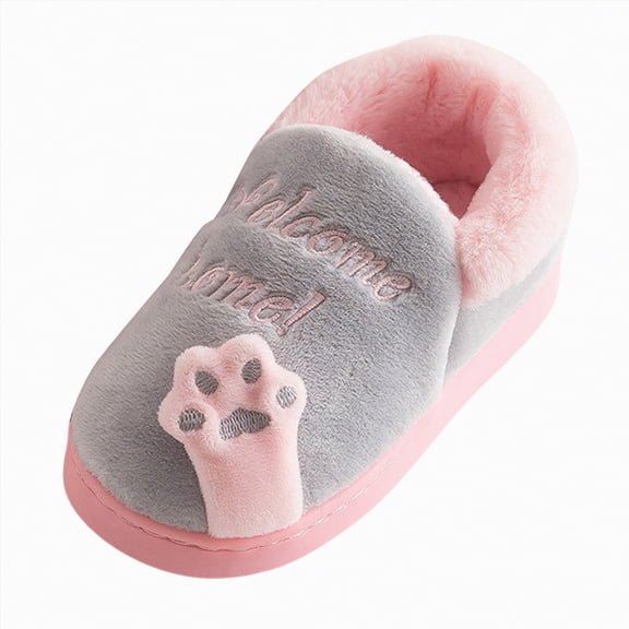 HCNTES Toddler Slippers Boy and Girl Home Slippers Plush Cute Non-Slip Warm Winter Shoes, Suitable for Indoor and Outdoor Little/Big Kids Slippers(Grey,1)