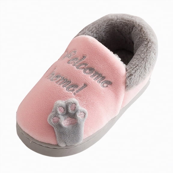 HCNTES Toddler Slippers Boy and Girl Home Slippers Plush Cute Non-Slip Warm Winter Shoes, Suitable for Indoor and Outdoor Little/Big Kids Slippers(Pink,1)