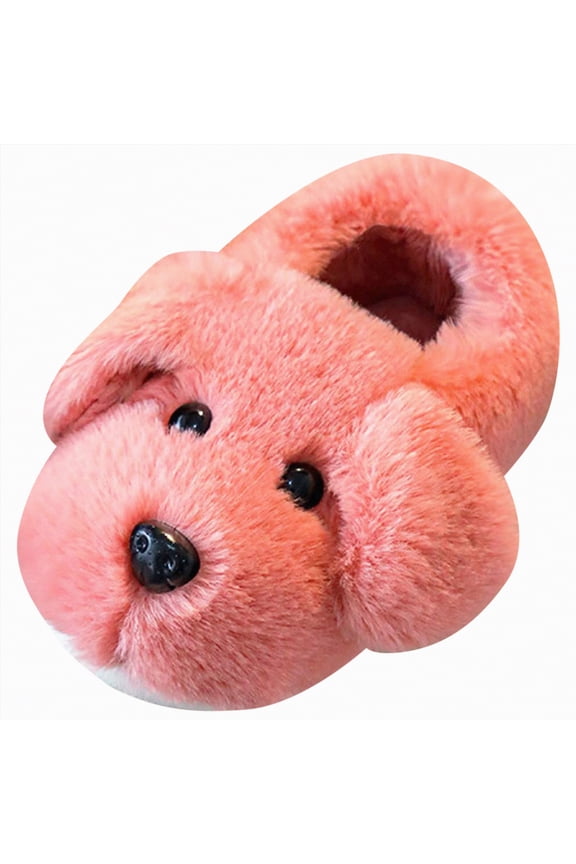 Toddler Slippers Litte/Big Kids Cute Design House Shoes Baby Boys Girls Plush Indoor Slipper Washable Children's Soft Winter Warm Shoes(A01-Red,7)