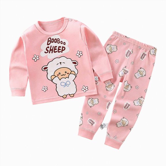 HCNTES Toddler Thermal Underwear Set for Kids - Winter Base Layer Long for Boys Girls Long Underwear(12-18 Months,a285-Light Pink)