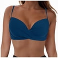 thumbnail image 1 of HCNTES Women Underwire Bikini Top Only Push Up Swim Top Bra Swimsuit Tops Padded Bathing Suit Top(Blue,L), 1 of 9