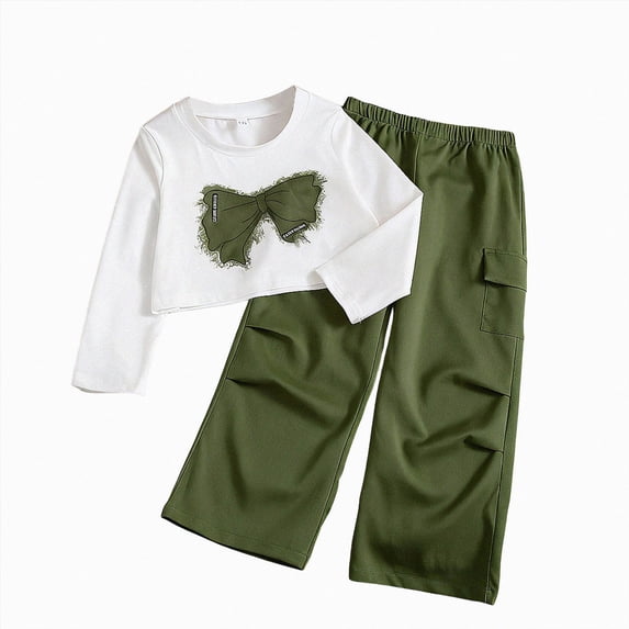 HCNTES Tween Girls Clothes 2PCS Sets Butterfly Print Tops & Flare Trousers Pants Fall Outfits Teen Girls School Clothing Set 5T-12T