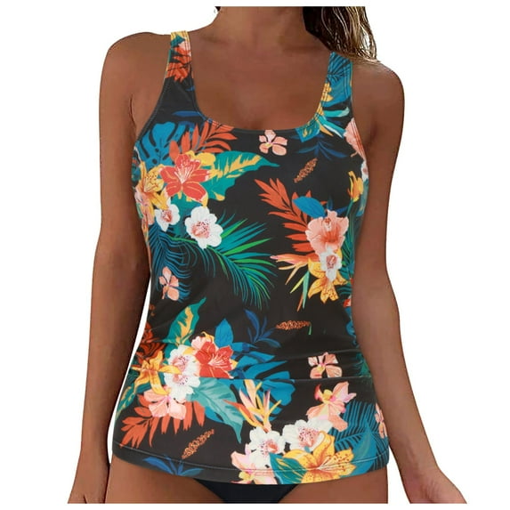 HCNTES Two Piece Blouson Tankini Swimsuits for Women Modest Bathing Suits Loose Fit Swimwear,XL Camouflage
