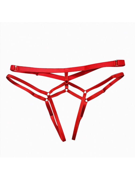 Underwear Thong Lace Bowknot Knicker Beads Panties Women Girl Lingerie Transparent Lingerie (Red,XXXL)