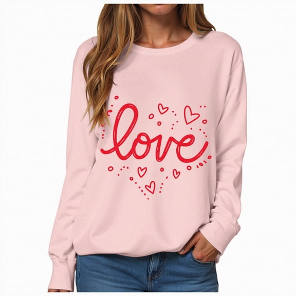 HCNTES Valentines Sweater Women Love Sweatshirt Heart Graphic Knit Sweaters Valentine Day Oversized Crewneck Tops(Size:S)