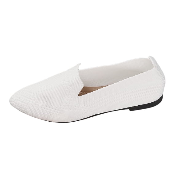 HCNTES Wide Foot Flat Shoes for Women Comfortable and Slip Pointed Head Bow Tie for Women's Flat Shoes Widened flat shoes(White,40)