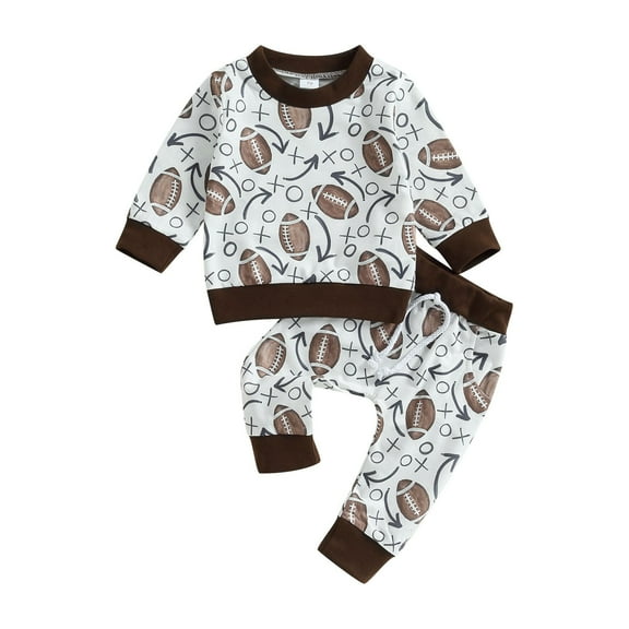 HCNTES Winter Spring Baby Boy Clothes Toddler Little Dude Long Sleeve Sweatshirt Tops Pants Winter Outfits, 6-12 Months Coffee