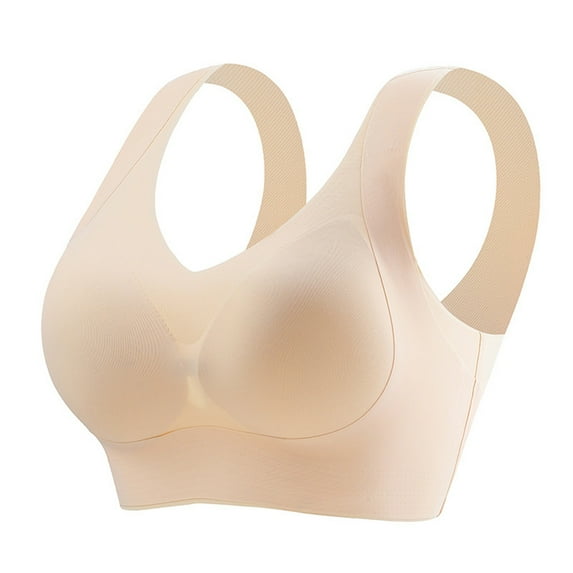 HCNTES Wireless Bras for Women No Underwire Lightly Lined Triangle Bralettes Comfort Seamless Bra(Beige,XXL)