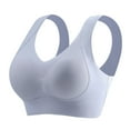 thumbnail image 1 of HCNTES Wireless Bras for Women No Underwire Seamless Bra Full Coverage Wide Strap V Neck Bralette Padded Push Up（Light Blue,XL), 1 of 7