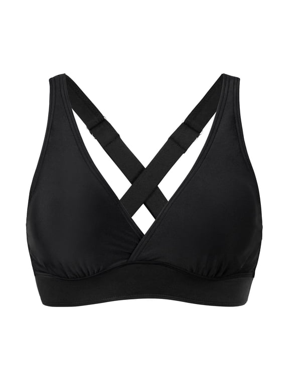 HCNTES Women Bikini Top Only Supportive Swimsuit Top Large Bust Bathing Suit Top 2025 Cut Out Twist Swim Top,L Black