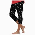 thumbnail image 1 of HCNTES Women Floral Print High Waist Capris Knee Length Slim Fit Yoga Cropped Trousers(Black,M), 1 of 6