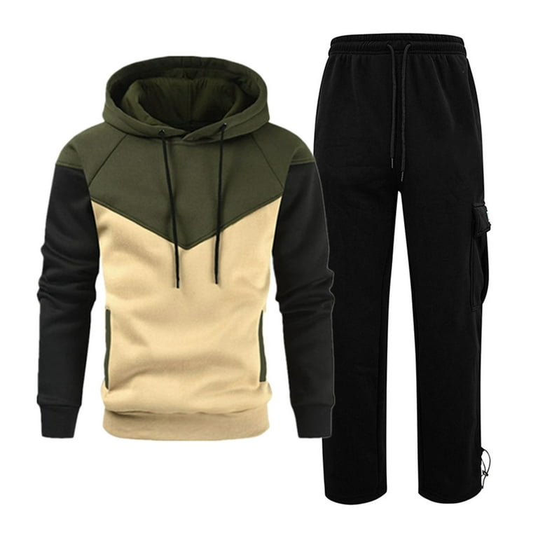 HCNTES Women Men Jogger Outfit Matching Sweat Suits Solid Long Sleeve Hooded Sweatshirt Sweatpants 8 Piece Sports Tracksuit Green L Walmart