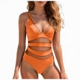 thumbnail image 1 of HCNTES Women One Piece Swimsuit Patchwork Twist Front V Neck Ruched Tummy Control Swimwear Bathing Suits(Orange,S), 1 of 9