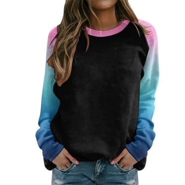 HCNTES Women Oversized Striped Color Block Long Sleeve Crew Neck Sweatshirt Casual Loose Pullover Shirt Top（Black,XXL)