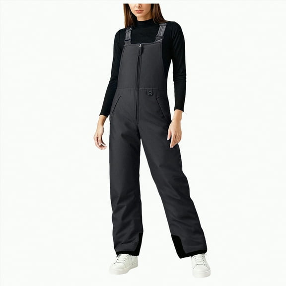 HCNTES Women Snow Bibs Waterproof Insulated Ski Pants Ladies Adjustable Strap Snowboard Overalls Lightweight Winter Snowsuit(Black,S)