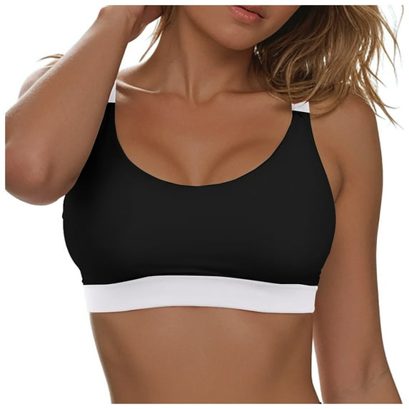 HCNTES Women Sport Bra Swimsuit Top Swim Bra Bikini Top Only Scoop Neck Bathing Top Swimwear,L Beige