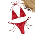 thumbnail image 1 of HCNTES Women String Bikini Set Halter Side Tie Two Piece Swimsuit Triangle Bathing Suits(L,Red), 1 of 7