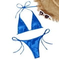 thumbnail image 1 of HCNTES Women String Bikini Set Halter Side Tie Two Piece Swimsuit Triangle Bathing Suits(S,Blue), 1 of 7