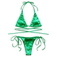 thumbnail image 1 of HCNTES Women String Bikini Set Halter Side Tie Two Piece Swimsuit Triangle Bathing Suits(S,Green), 1 of 7