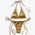 thumbnail image 1 of HCNTES Women String Bikini Set Halter Side Tie Two Piece Swimsuit Triangle Bathing Suits(S,Khaki), 1 of 6