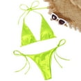 thumbnail image 1 of HCNTES Women String Bikini Set Halter Side Tie Two Piece Swimsuit Triangle Bathing Suits(S,Orange), 1 of 7