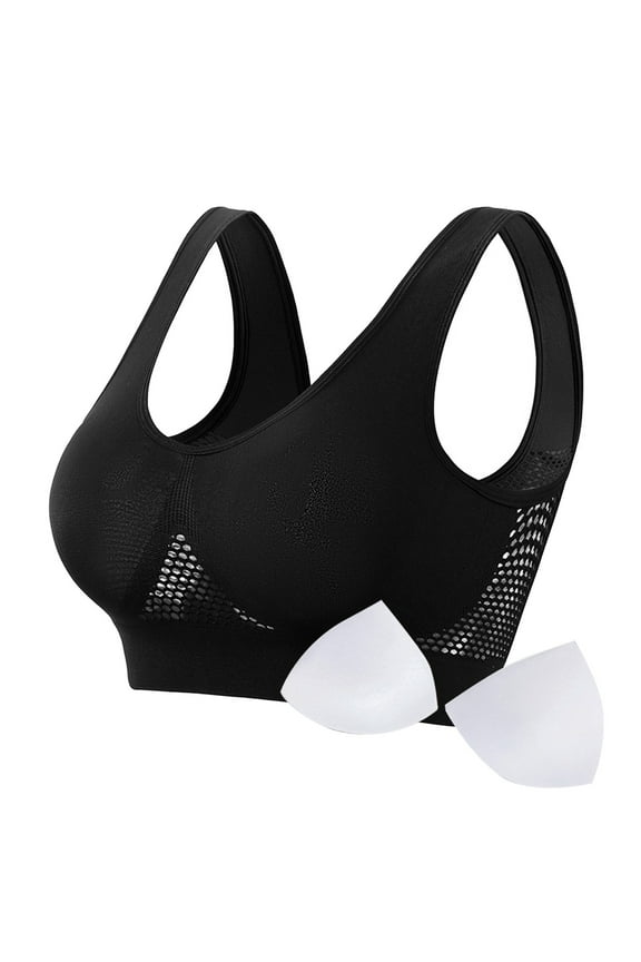 Women's Bra Seamless Comfort Bras Wirefree Sports Bra Full Coverage Yoga Bras Plus Size Sleep Bra Breathable Bras(Black,XL)