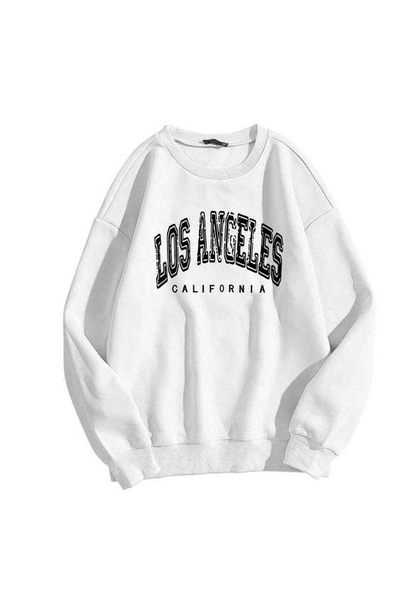 Women's Casual Crew Neck Sweatshirts Raglan Long Sleeve Tops Loose Pullovers(White,S)