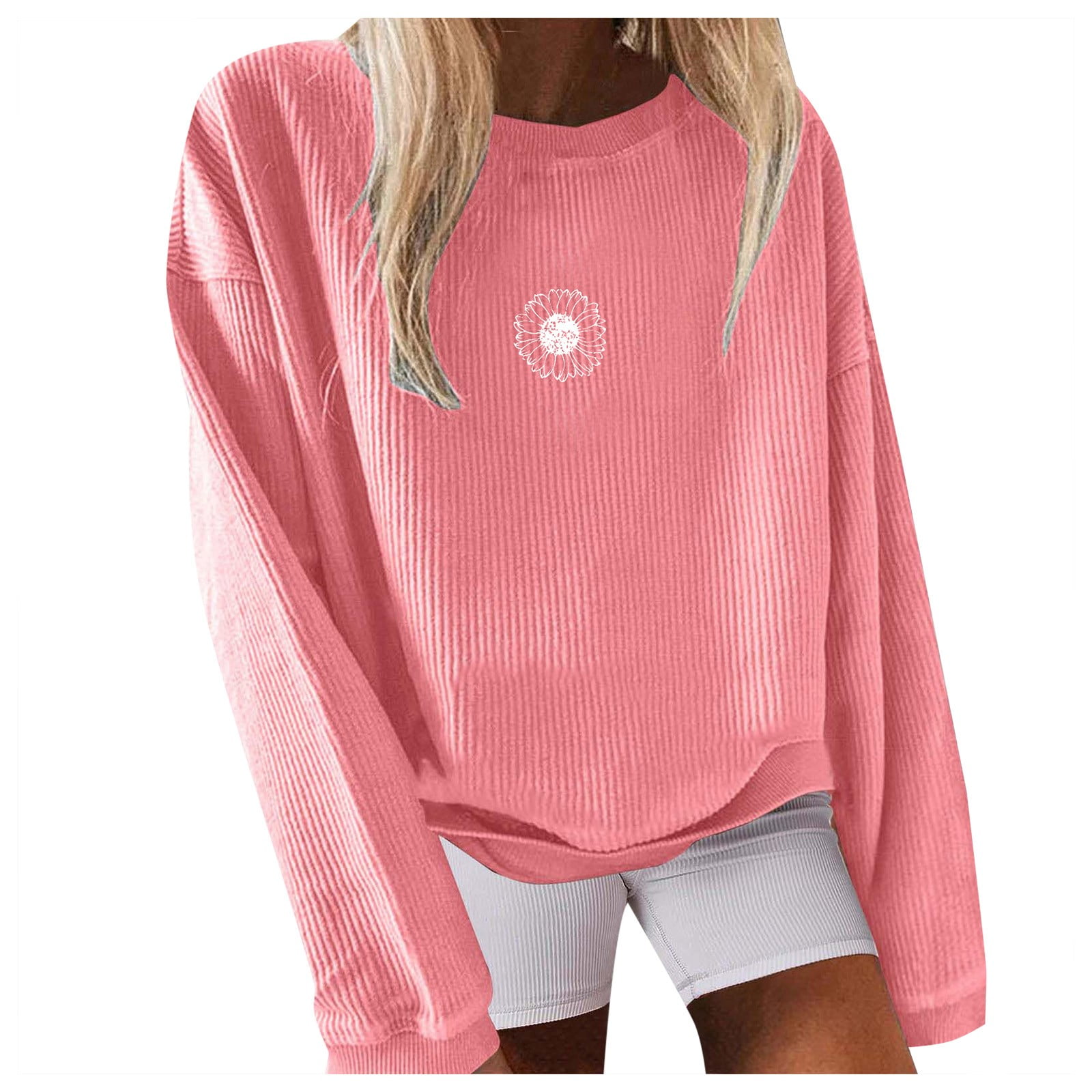 HCNTES Women's Casual Long Sleeve Pullover Sweaters Crew Neck Ribbed ...