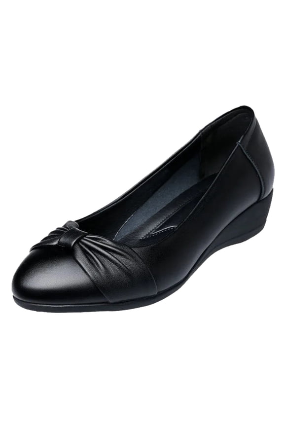 Women's Dress Comfortable Low Block Heels Flats Pointed Closed Toe Ankle Shoes for Work(Black,39)