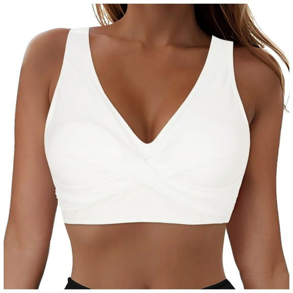 HCNTES Women's Exclusive Sports Bra Bikini Top with Scoop Neck and Padding for Energetic Beach Days,XXL White
