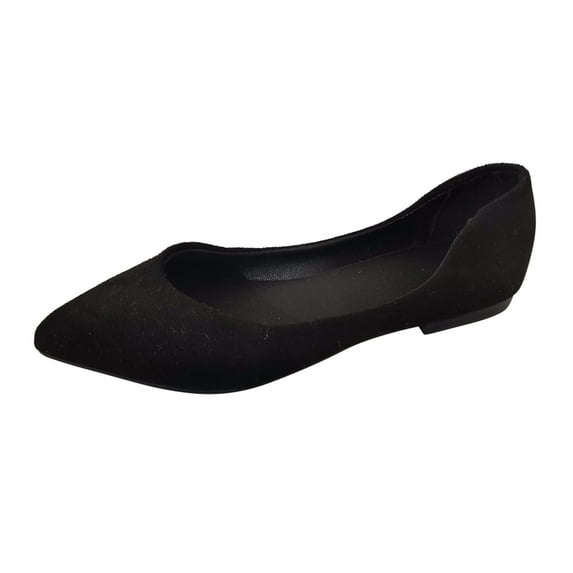 HCNTES Women's Fashion Flats Cute Pointed Toe Flats Shoes Low Top Washed Flat for Lady(Black,40)