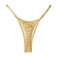 thumbnail image 1 of HCNTES Women's Leather Look Bikini Bottoms with a High Waisted Style and Side Buckle for a Bold and Edgy Option,M Rose Gold, 1 of 3