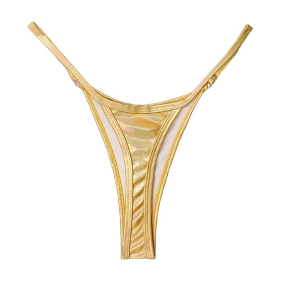 HCNTES Women's Leather Look Bikini Bottoms with a High Waisted Style and Side Buckle for a Bold and Edgy Option,M Rose Gold